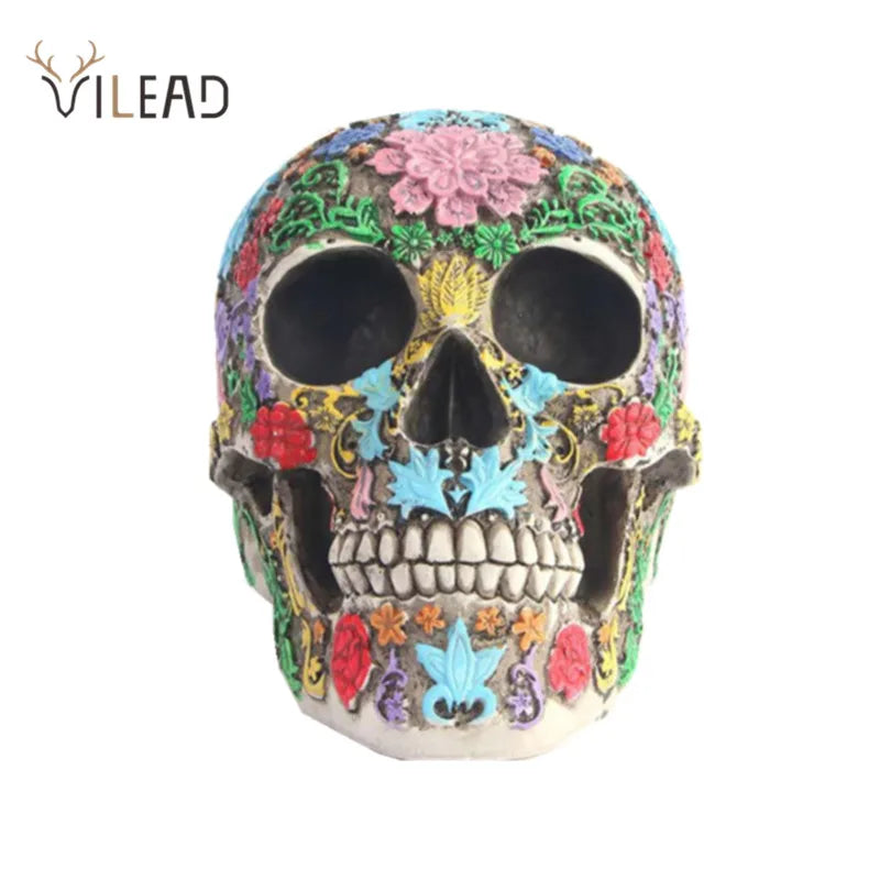 Afralia™ Colorful Skull Ornaments Halloween Figurines Medical Room Decor Statue Gift