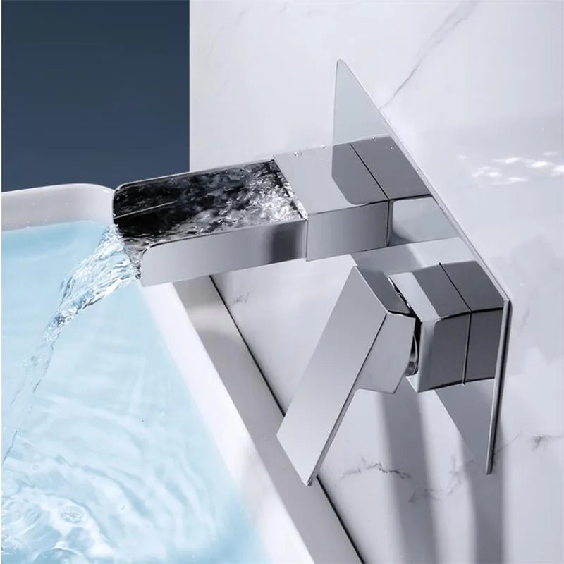 Afralia™ Blanoir Black Chrome Waterfall Basin Mixer Tap Set