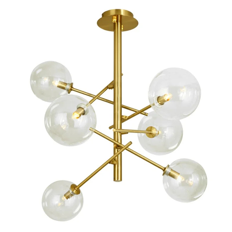 Afralia™ Glass Ball Iron Chandelier for Home Hotel Villa Living Room