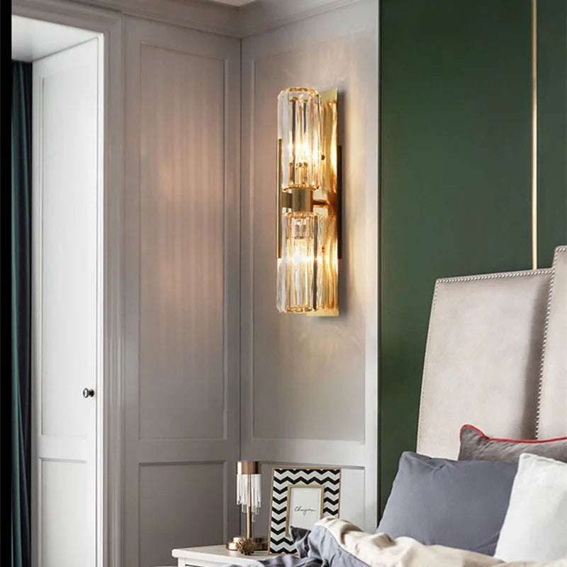 Afralia™ Crystal Gold Wall Lamp for Luxurious Living Room and Bedroom Lighting