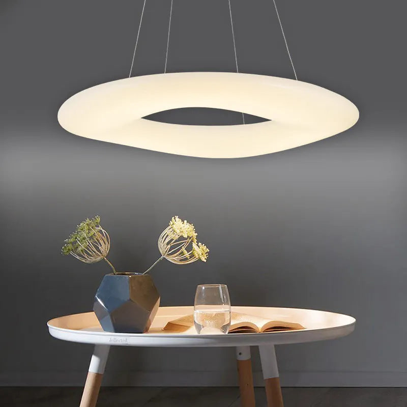 Afralia™ White Ring LED Pendant Light for Modern Kitchen Dining Room Decor