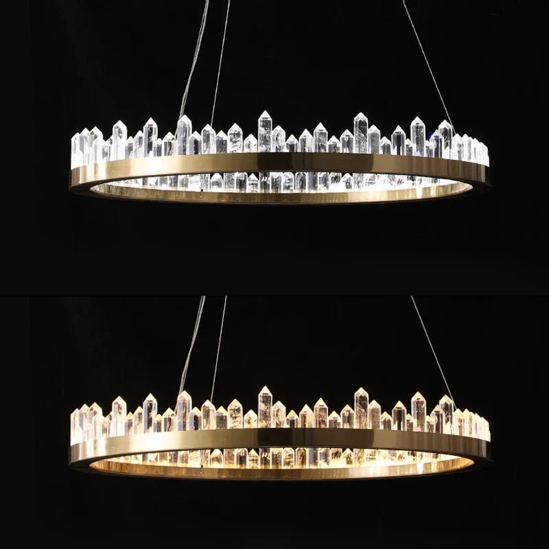 Afralia™ Golden Crystal LED Chandelier for Modern Dining Room
