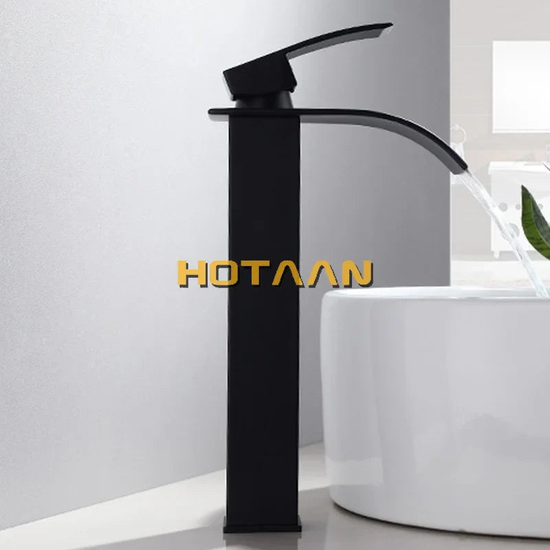 Afralia™ Black Plated Brass Basin Faucet Single Lever Hot&Cold Mixer Tap