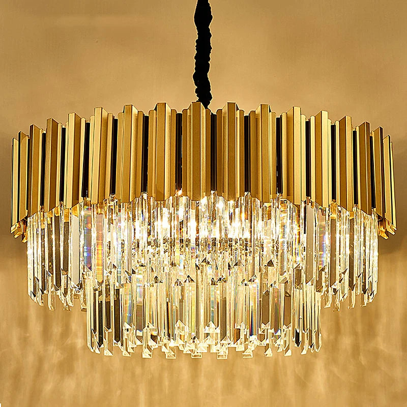 Afralia™ Modern Crystal Chandelier LED Light for Living Room Hotel Restaurant Bedroom