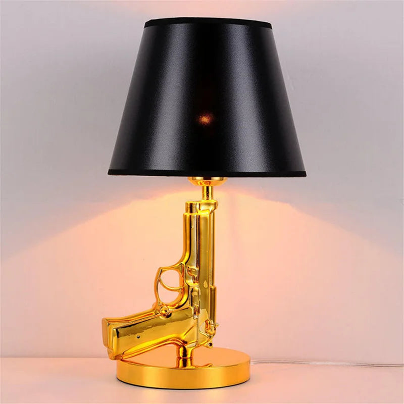 Afralia™ Sleek Ak47 Gun Lounge Bedroom Lamp: Silvery Gold LED Floor Lamps, Kids' Room Decor