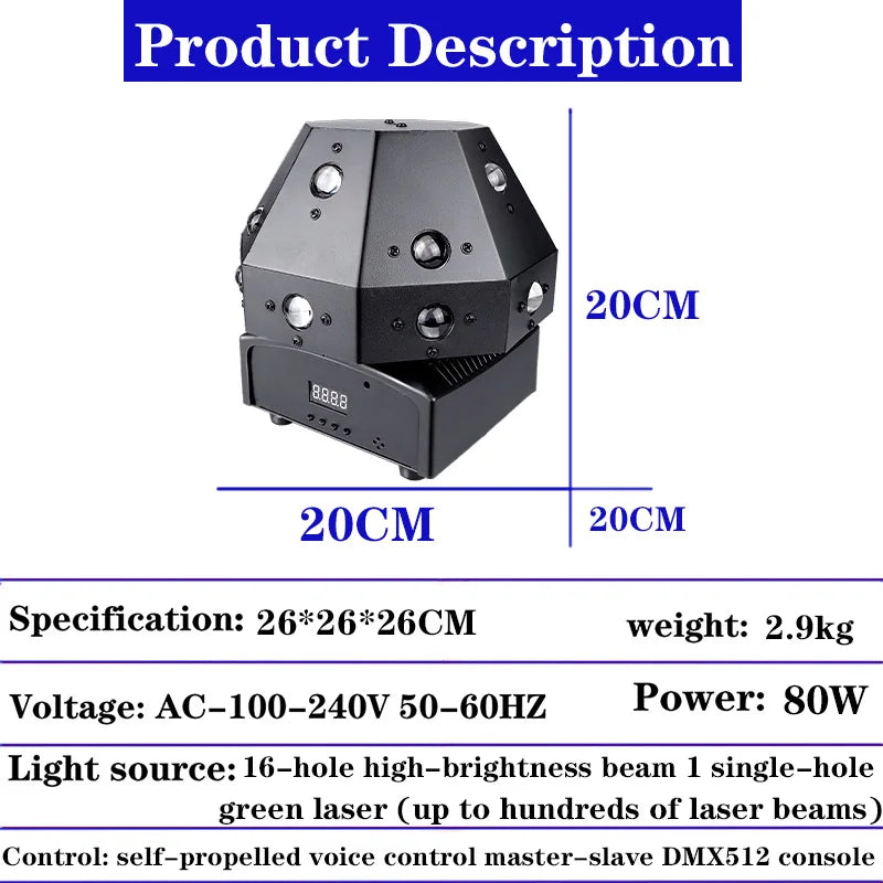 Afralia™ Disco Ball Lights LED Beam Laser Strobe Moving Head DJ Light Party Stage Lighting