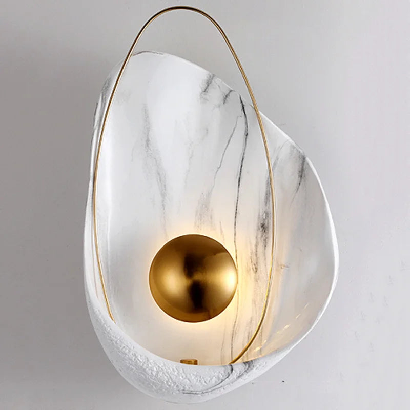 Afralia™ Marble Shell Wall Lamp, Nordic Modern Design for Living Room Bedroom Aisle.