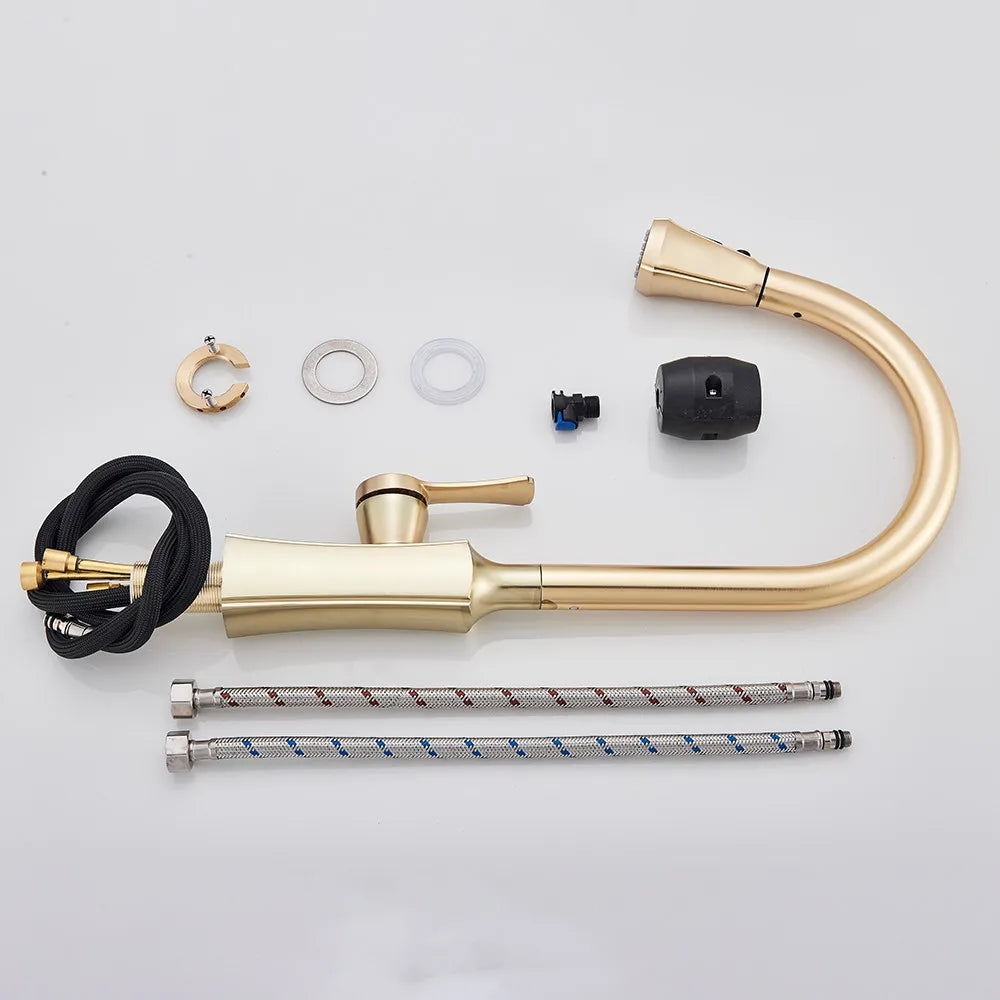 Afralia™ Gold Single Handle Kitchen Faucet: Hot and Cold Water Tap