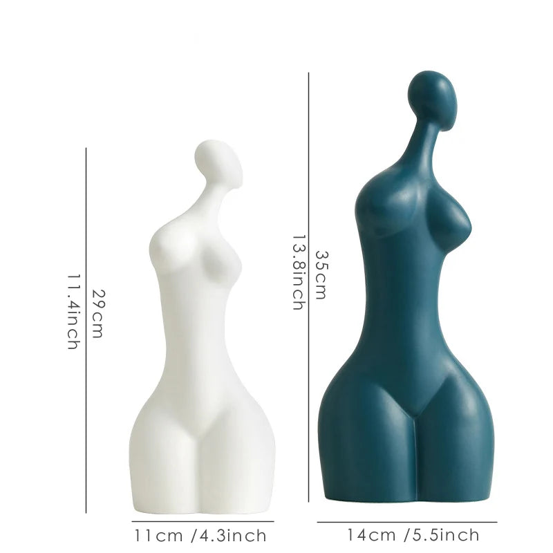 Afralia™ Abstract Ceramic Sexy Woman Statues - Modern White Decor Ornaments