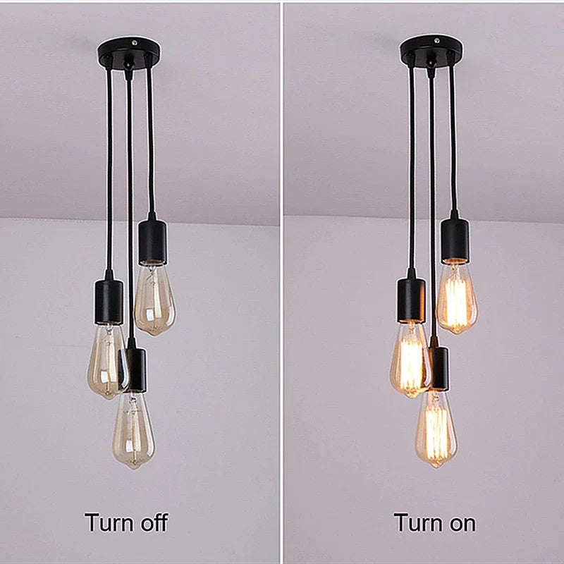 Afralia™ 3-Head LED Pendant Lamp Industrial Ceiling E27 Retro Hanging Light