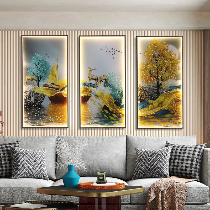 Afralia™ Landscape Painting LED Wall Sconces Suite