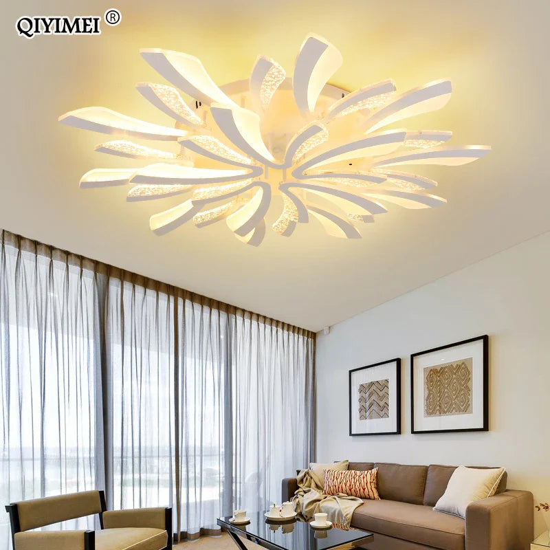 Afralia™ LED Ceiling Chandelier Lights for Living Room Bedroom Dining Study White Black