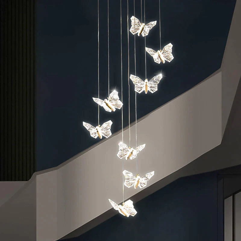 Afralia™ Butterfly Ladder Pendant Lights Chandelier for Loft Decor Interior Lighting Stairs Bedside