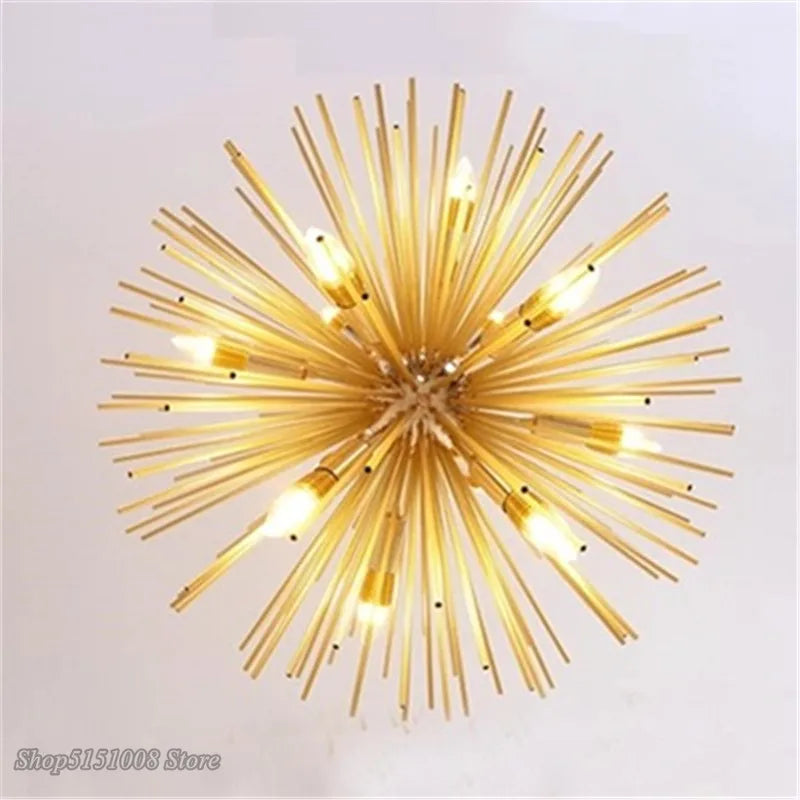 Afralia™ LED Dandelion Chandelier, Modern Golden Hanging Light for Living Room & Dining Room