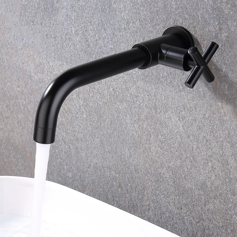 Afralia™ Matt Black Brass Wall Mount Faucet, Single Cold Water Mixer, Brushed Gold Tap