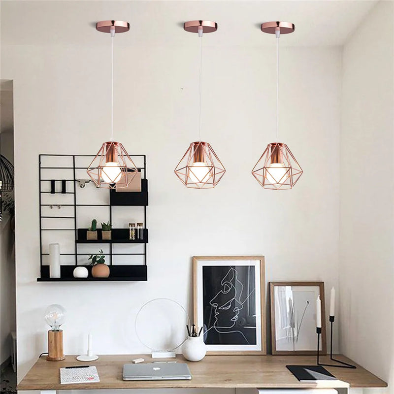 Afralia™ Retro Iron Cage Pendant Chandelier for Corridor Aisle, Restaurant Kitchen Lighting