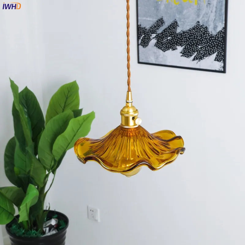 Afralia™ Glass Copper LED Pendant Light: Nordic Style Colorful Lamp for Home and Bar