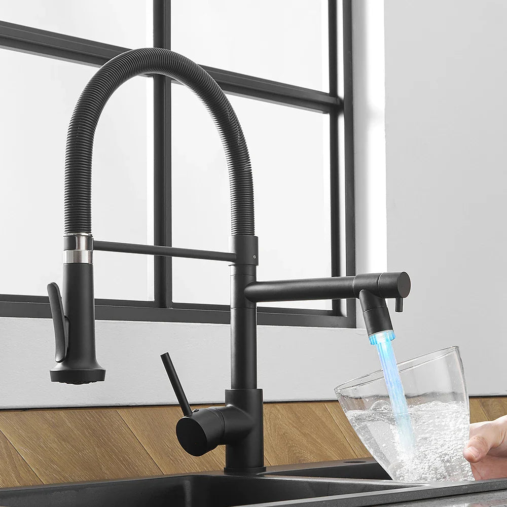 Afralia™ LED Kitchen Faucet with Dual Spouts and Single Handle