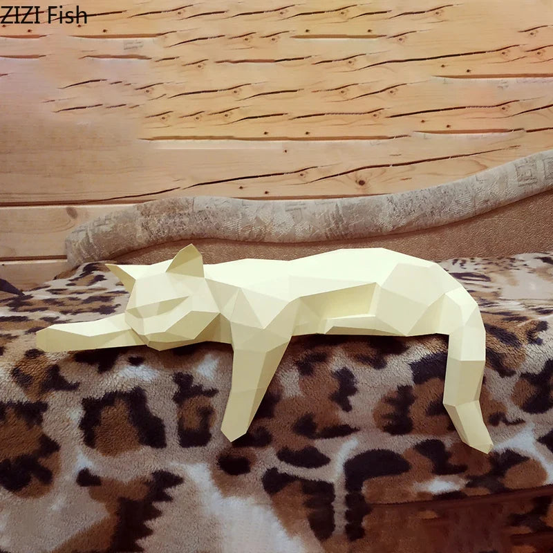 Origami Cat Decoration by Afralia™: Geometric Desktop Crafts for Modern Home Decor.