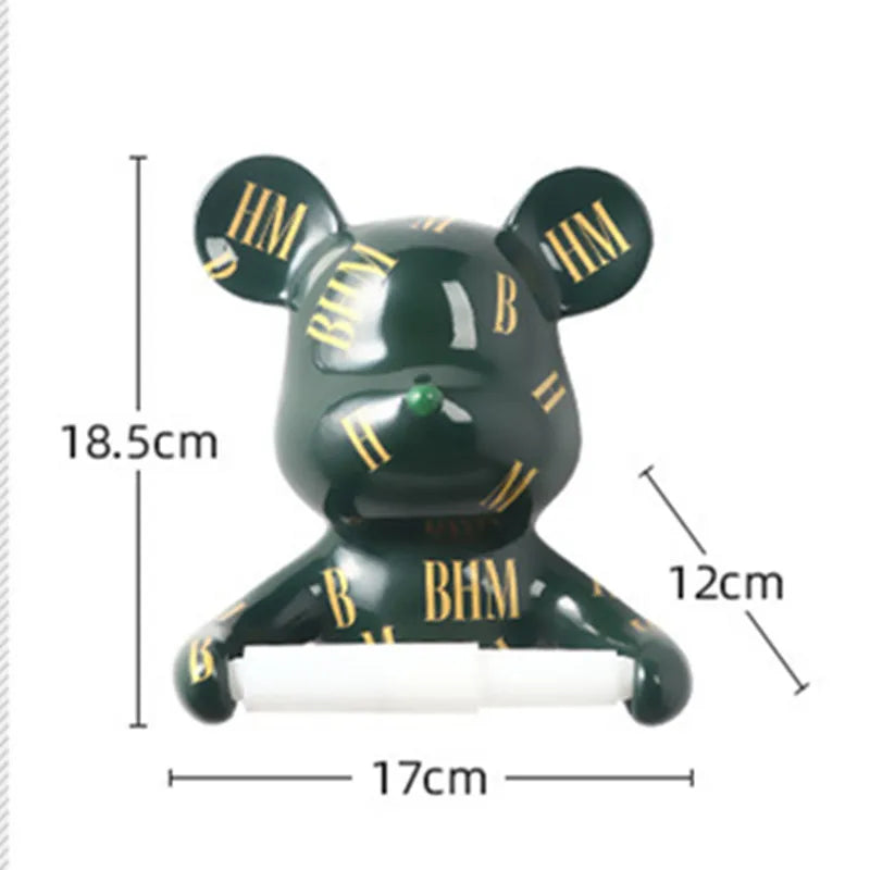 Afralia™ Bear Resin Paper Towel Holder: Nordic Animal Hanging Tissue Box Rack for Modern Wall Decor