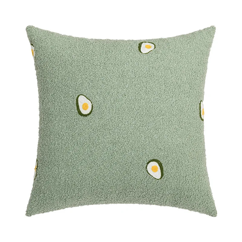 Afralia™ Fluffy Comfort Pillow Cover 45x45cm Avocado Green Cream Blue Home Decor