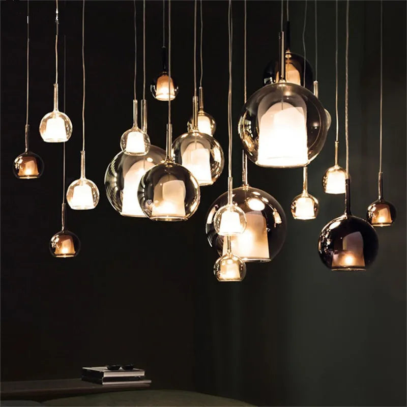 Afralia™ Penta Glo Glass Pendant Lights - Dining Room Kitchen Bar Restaurant Designer Bubble