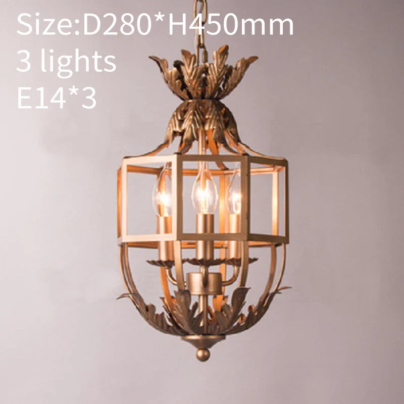 Afralia™ Grey/Gold Metal Cage Chandelier: Russian-Inspired, 3-Light Lustre for Nursery, Kitchen, Dining