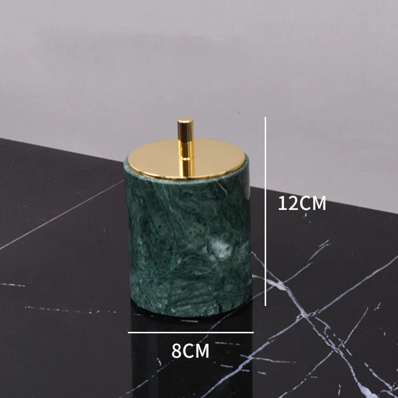 Afralia™ Dark Green Marble Bathroom Set - Nordic Light Luxury Tray Toothbrush Holder Soap Dispenser Kit