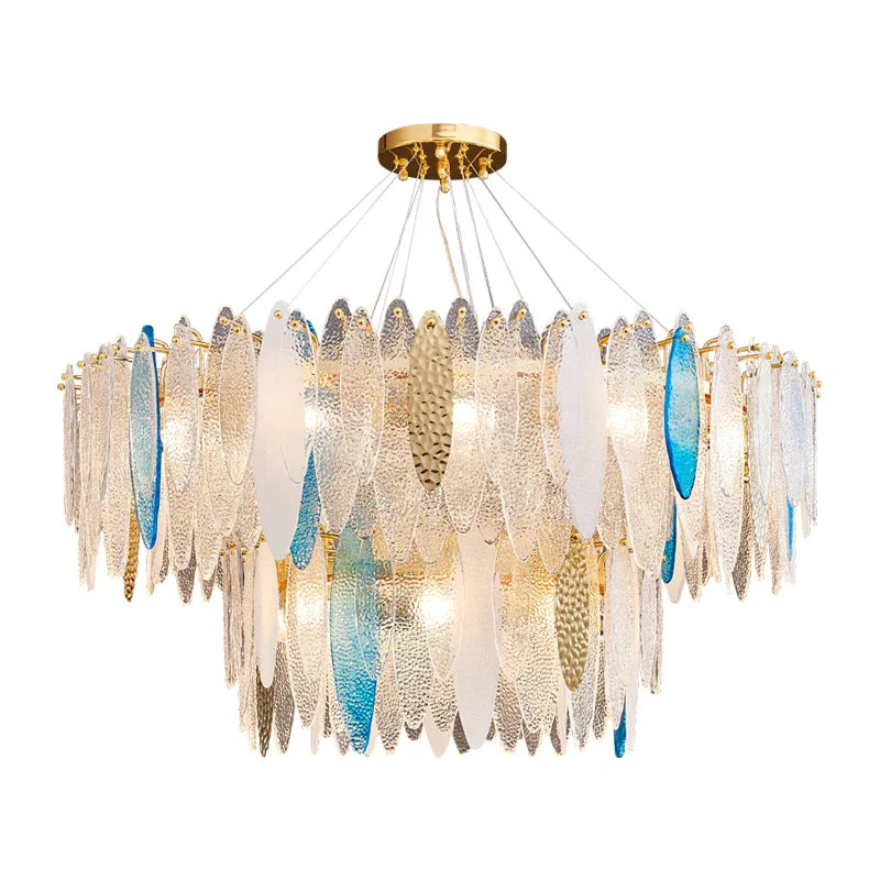 Afralia™ Art Deco Glass Iron LED Chandelier for Dinning Room