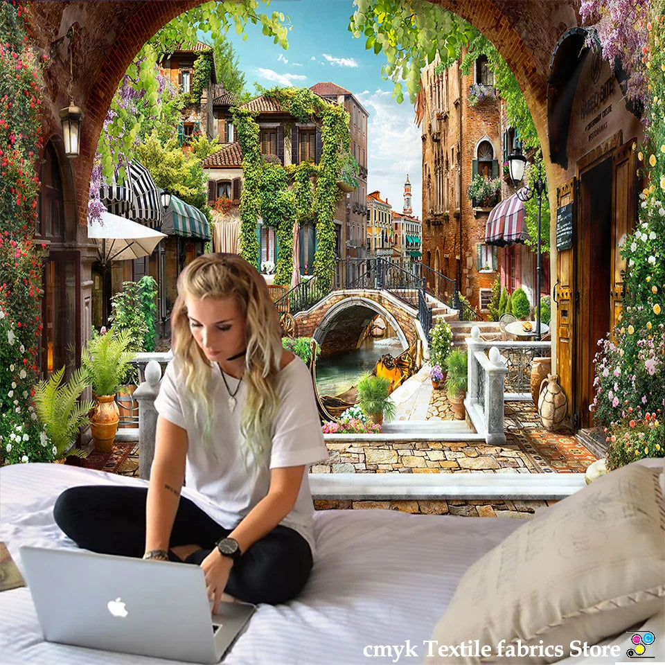 Afralia™ Roman Medieval Tapestry Castle Mountain River City Wall Hang