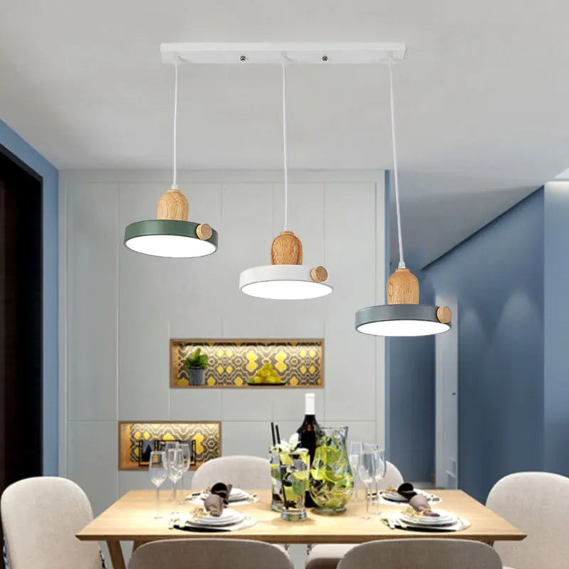 Afralia™ LED Wood Iron Pendant Light for Study, Bedside - Nordic Modern Design