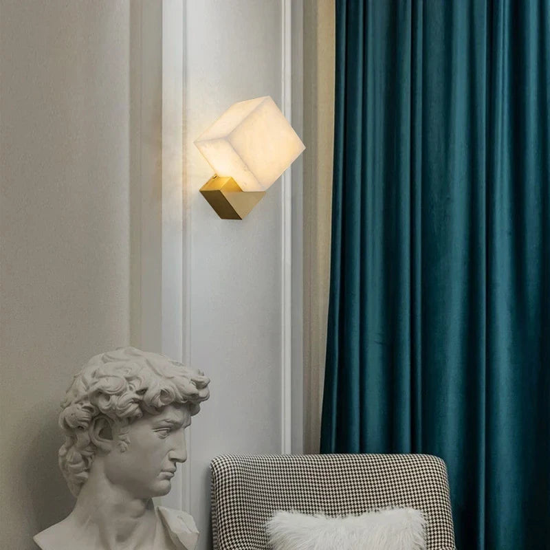 Afralia™ Jade Wall Lamps: Modern LED Square Marble Lighting Fixtures for Home Decor