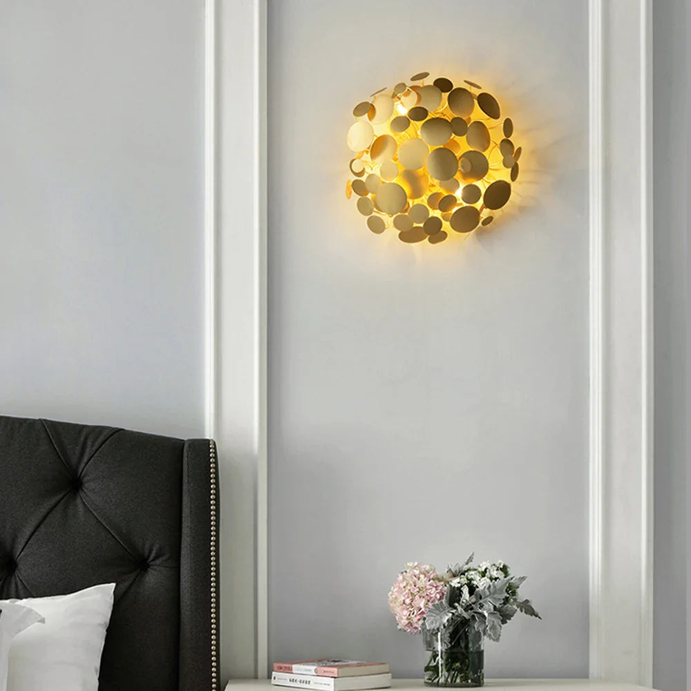 Afralia™ LED Golden Maple Leaves Wall Sconce for Bedroom and Corridor