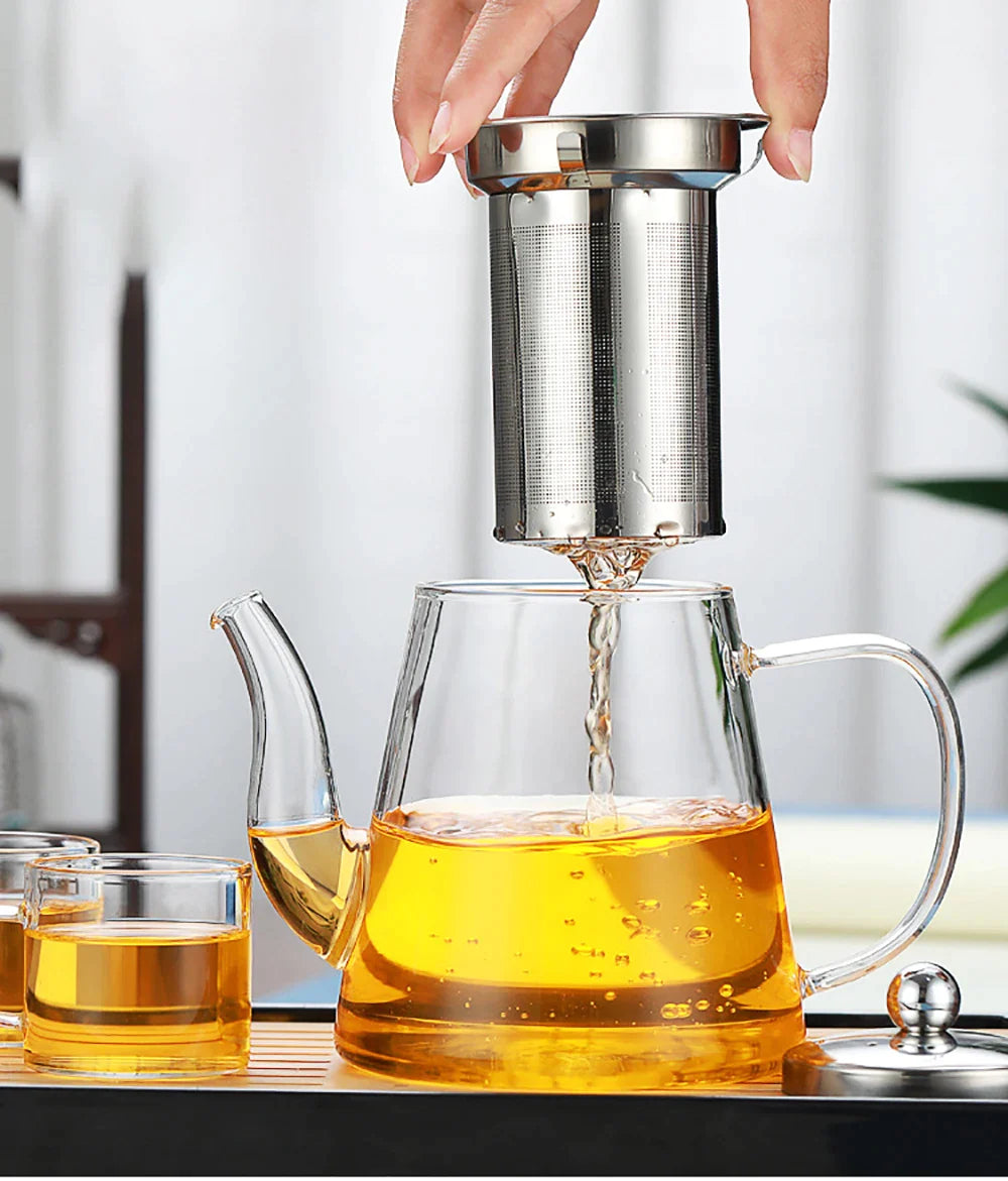 Afralia™ Glass Tea Infuser Pot: Filtered Teapot for Oolong, Puer, Coffee & Flower Tea