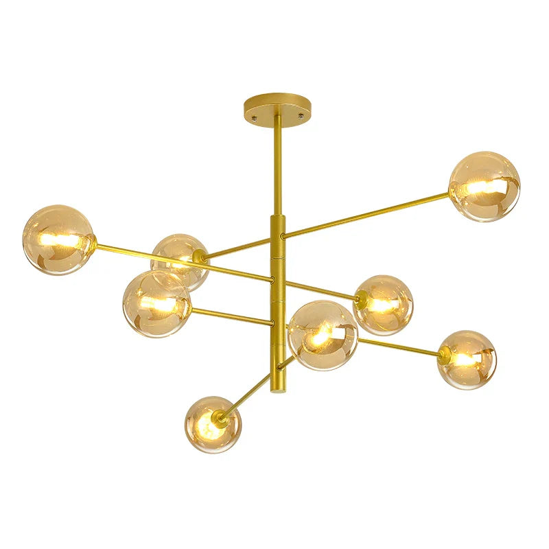 Afralia™ Black/Gold G9 LED Chandelier for Living Room Bedroom Modern Pendant Lighting