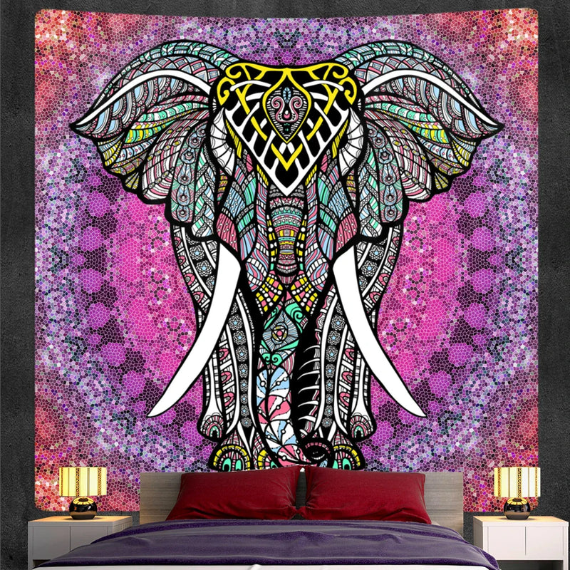 Afralia™ Elephant God Mandala Tapestry: Bohemian Home Decor Hippie Style Large Tapestry