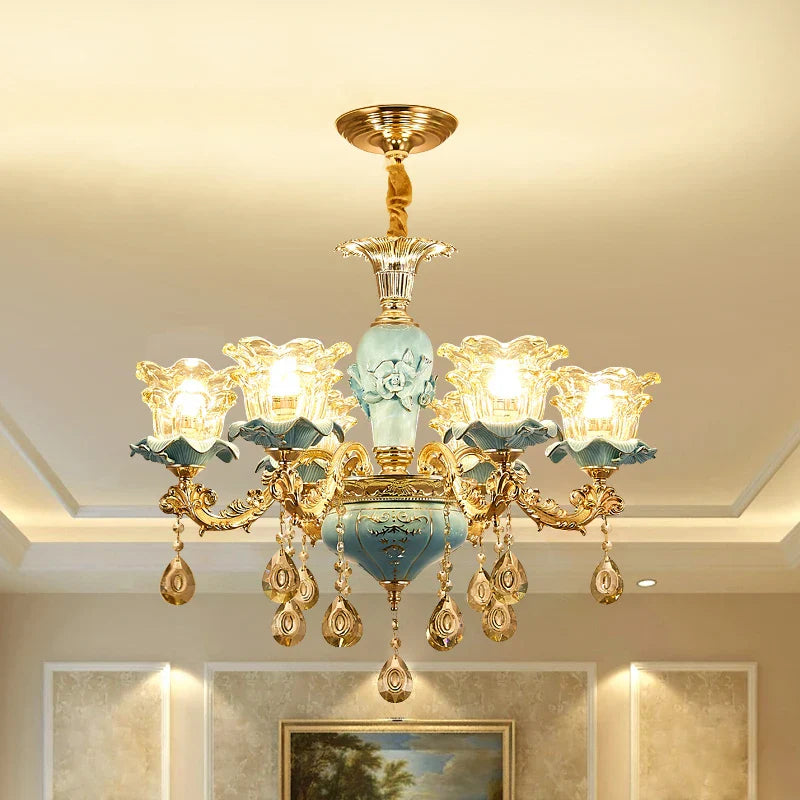 Afralia™ Retro Ceramic Chandelier for Living Room Bedroom Villa Duplex Floor