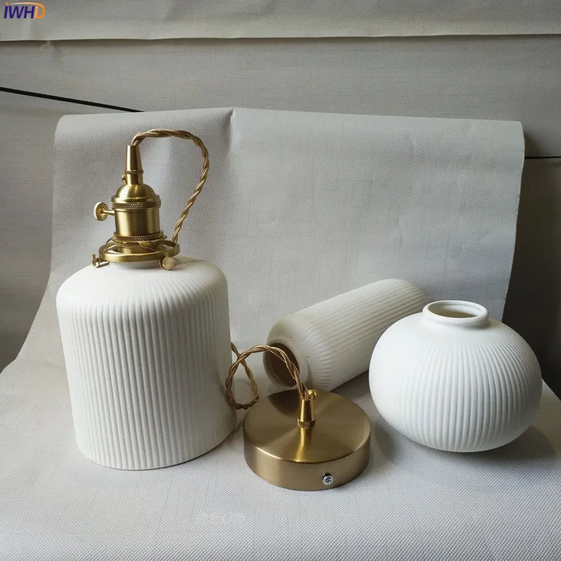 Afralia™ Nordic Style Ceramic LED Pendant Light for Modern Living Spaces