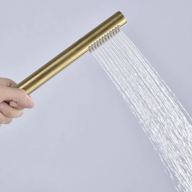 Afralia™ Brushed Gold Brass In-Wall Shower Mixer Set for Bath and Shower