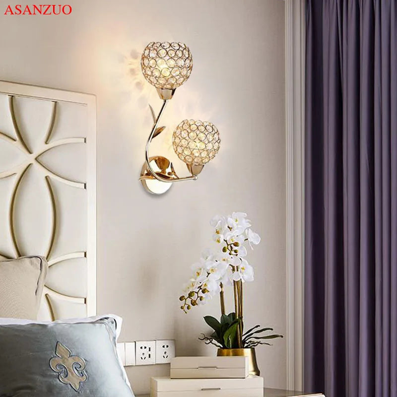 Afralia™ Golden Crystal Wall Lamps - Luxury Lighting Fixtures for Home Decor