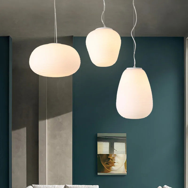 Afralia™ Milky White Glass Pendant Lamp for Bedroom and Dining Room Lighting