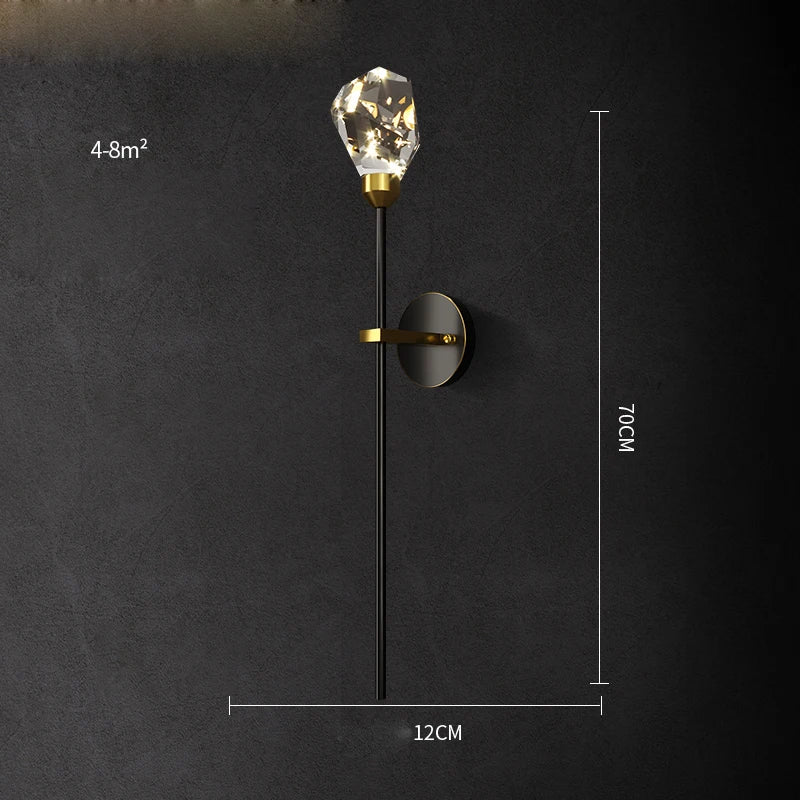 Afralia™ Crystal Stone Designer LED Wall Sconce for Bedroom and Corridor