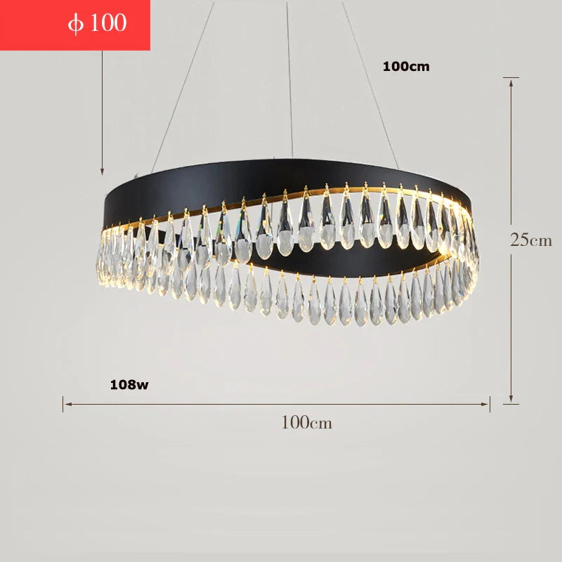Afralia™ Golden Crystal Stainless Steel Chandelier for Dining Room