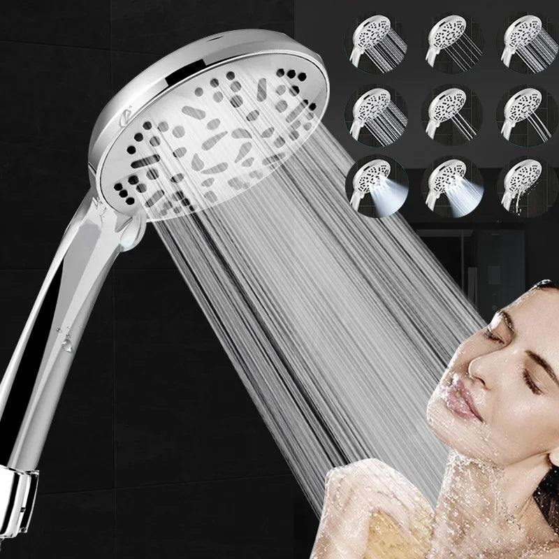 Afralia™ 9-Function Big Panel Handheld Shower Head - High Pressure Water Saving Massage