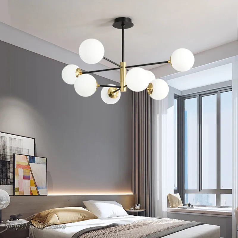 Afralia™ Glass Ball LED Chandelier - Modern Indoor Lighting Fixtures for Living Room & Bedroom