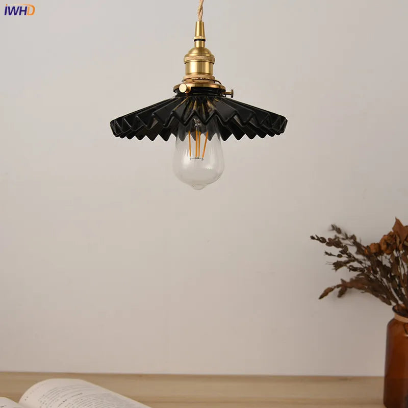 Afralia™ Japanese Ceramic Pendant Light Fixture Copper Vintage Nordic Lamp for Home Décor