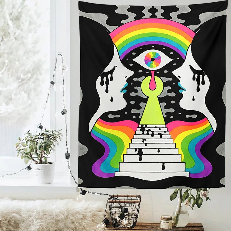 Rainbow Hippie Tapestry Wall Hanging for Vibrant Home Decor by Afralia™