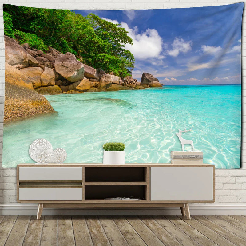 Afralia™ Seascape Bohemian Tapestry Wall Art for Aesthetic Home Decor