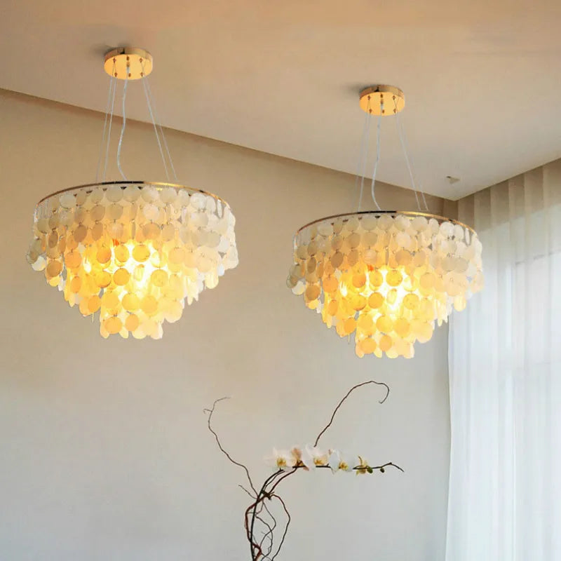 Afralia™ Shell Chandelier: Minimalist Nature Design for Bedroom, Living Room, Kitchen - Chrome Art Decor