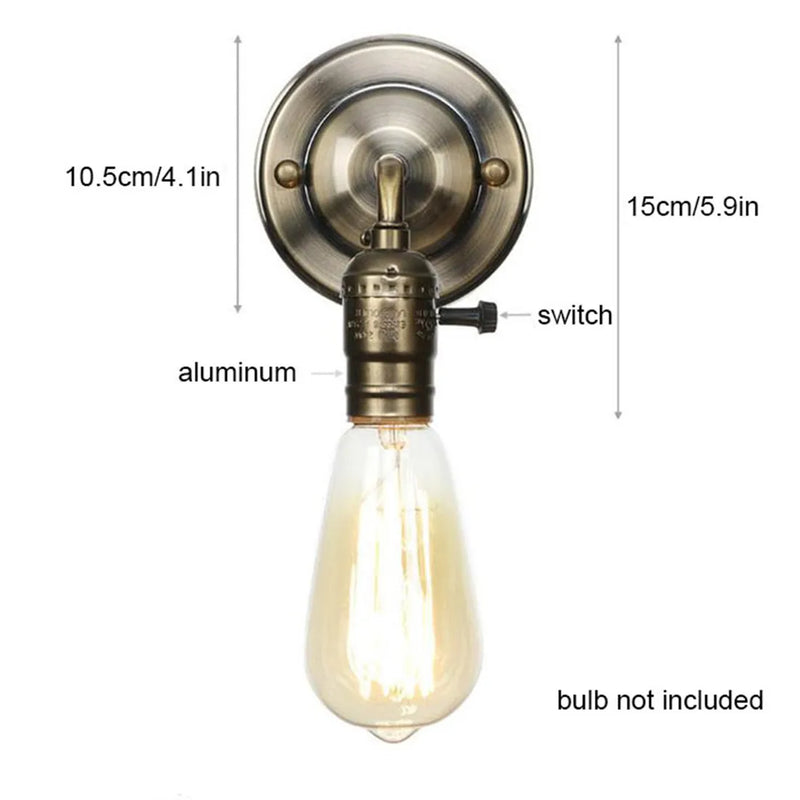 Afralia™ Chrome Loft Vintage Iron LED Scones Wall Lights Retro Bedroom Lamp